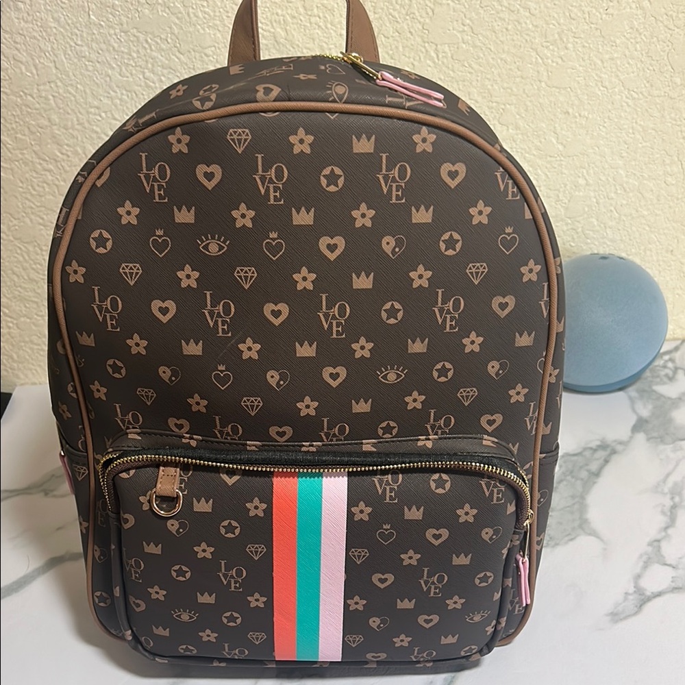 Claire's Brown and Pink Backpack with Structured Design
